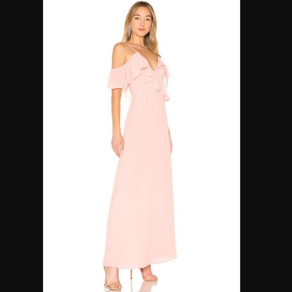 *spots* NWT Revolve x LPA Ruffle Neckline Maxi in Blush | Size L - Picture 2 of 16